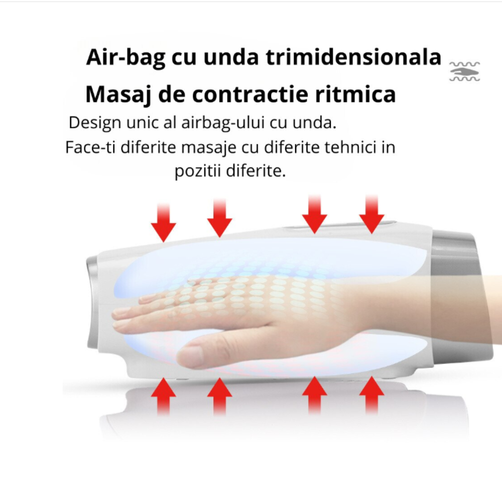 Aparat de masaj maini Supremly, Amelioreaza durerile articulare, relaxare, caldura, vibratii, acupunctura airbag, drenaj linfatic, portabil, acumulator - imagine 4